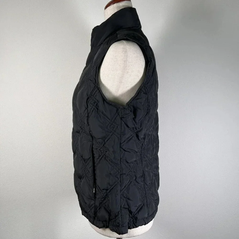 Eddie Bauer Vest Women's Small Black‎ Puffer Diamond Quilted Full Zip Outdoor